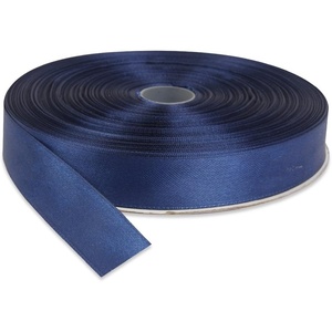 image:image1 Inch x 50 Yards Double Face Solid Satin Ribbon Roll Dark Blue