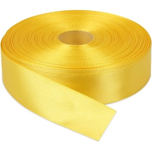 image:image1 Inch x 50 Yards Double Face Solid Satin Ribbon Roll Dark Yellow