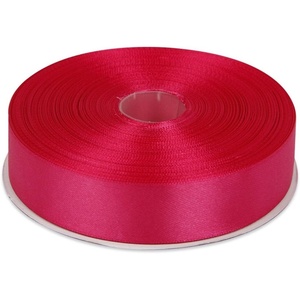 image:image1 Inch x 50 Yards Double Face Solid Satin Ribbon Roll Fuchsia