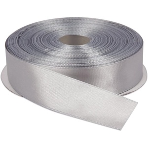 image:image1 Inch x 50 Yards Silver Double Face Solid Satin Ribbon Roll  50 Yards Silver Satin for Gift Wrapping Hair Wedding Sewing and Craft