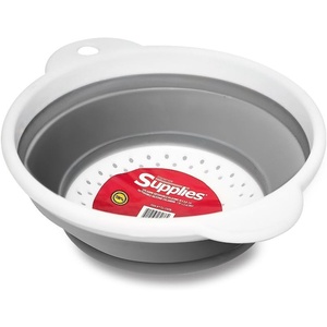 image:imageCollapsible Silicone Colander White Grey 8inches by Topenca is Ideal for Cooking Baking and All Home Kitchen